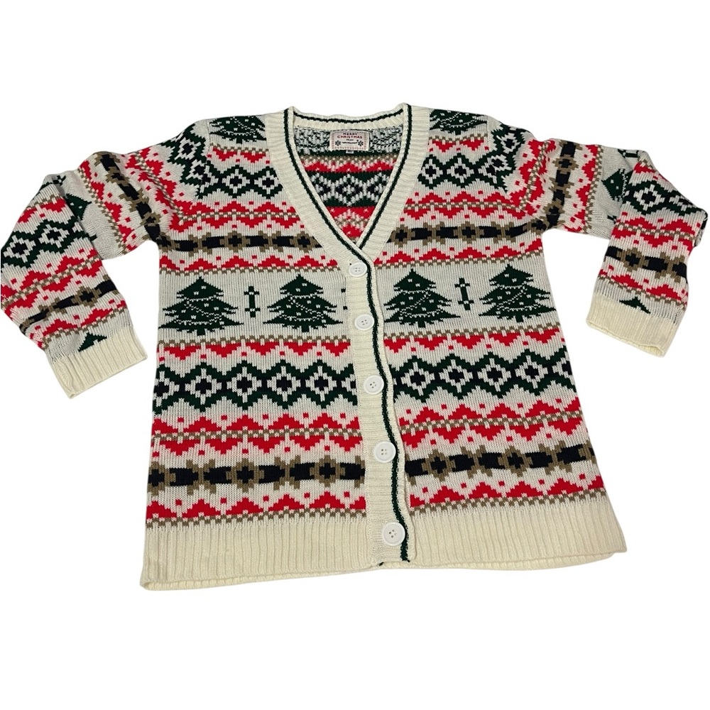 Daisys Boutique Festive Tree Cardigan - Red, Green, White XL